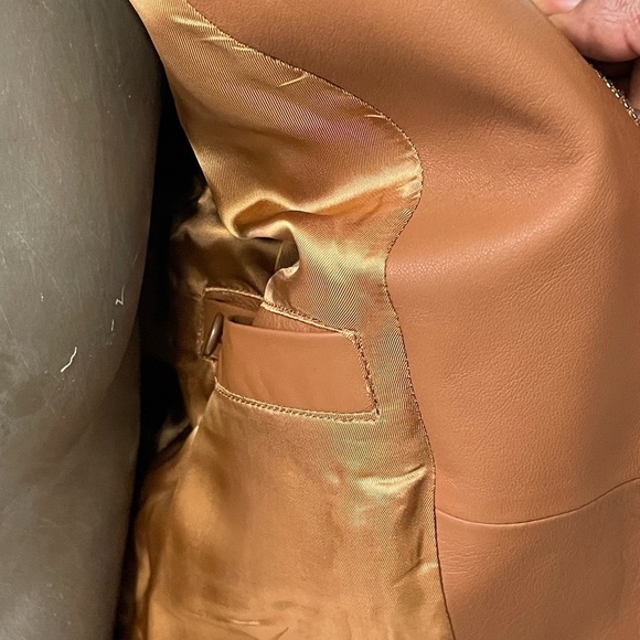 Fennix Italy jacket biker cognac Atalian leather/alligator modern fit - Picture 6 of 6